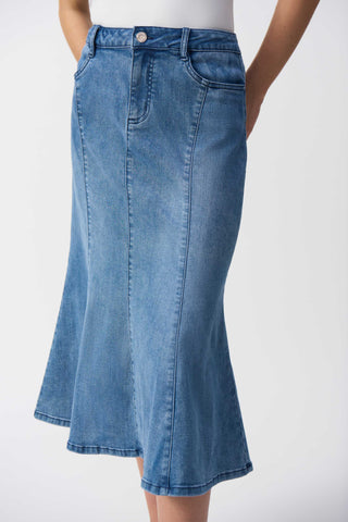 Stretch Denim Trumpet Skirt