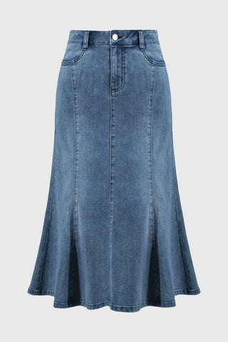 Stretch Denim Trumpet Skirt