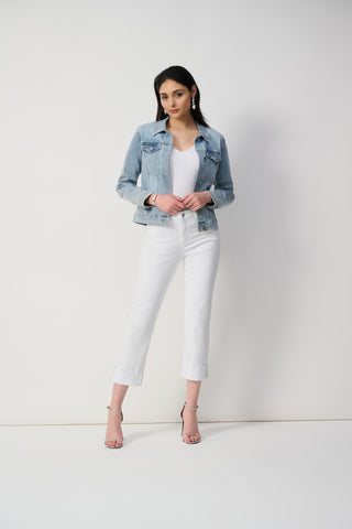 Slim Fit White Cropped Jeans