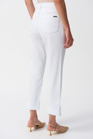 Slim Fit White Cropped Jeans