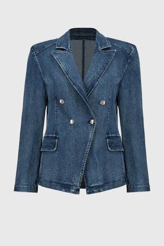 Denim Double-Breasted Blazer