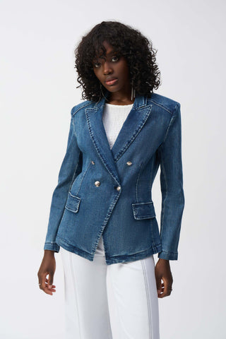 Denim Double-Breasted Blazer