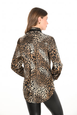 Leopard printed satin blouse