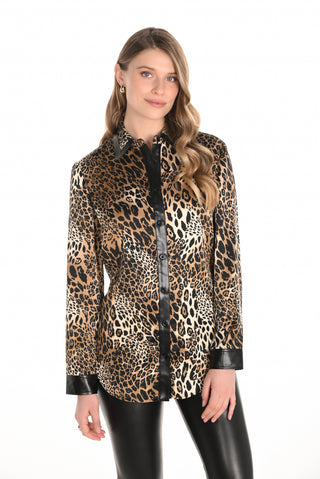 Leopard printed satin blouse