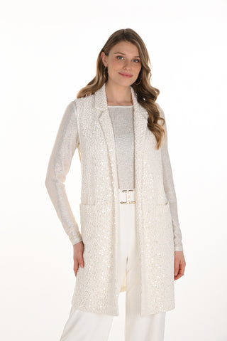 Sleeveless  Bouclé Collared Vest