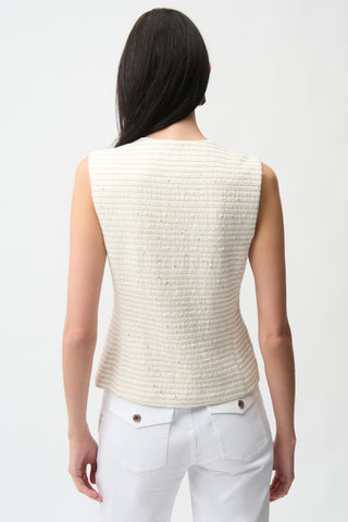 Bouclé Fitted Vest With Gold Buttons 