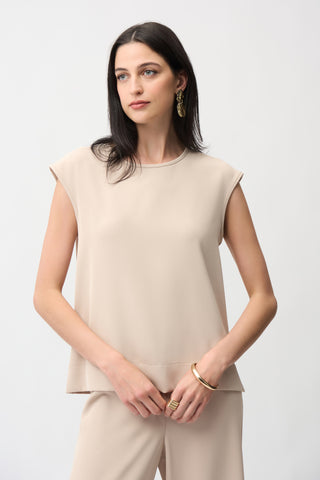 Twill Boxy Top With Side Slits
