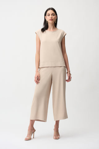 Twill Boxy Top With Side Slits
