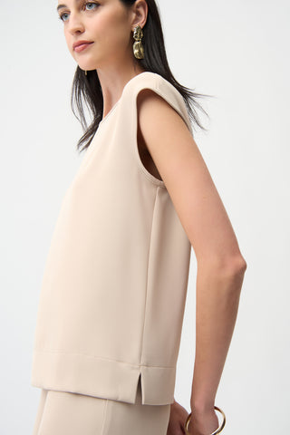 Twill Boxy Top With Side Slits