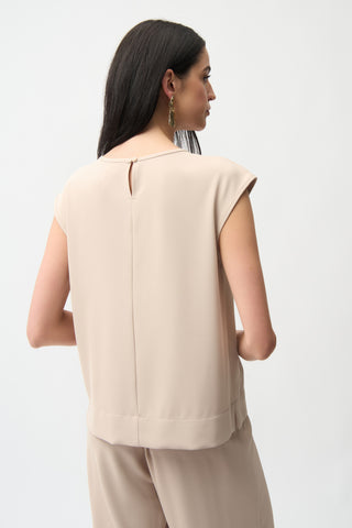 Twill Boxy Top With Side Slits