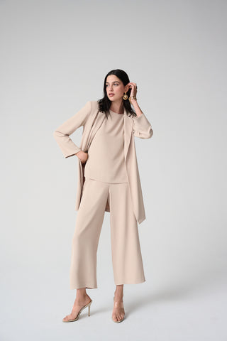 Twill Boxy Top With Side Slits