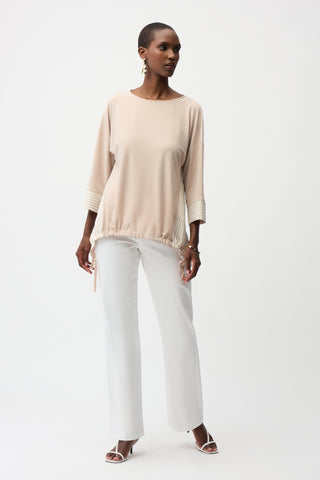 Woven Stripe Top With High Low Hem