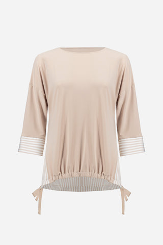 Woven Stripe Top With High Low Hem