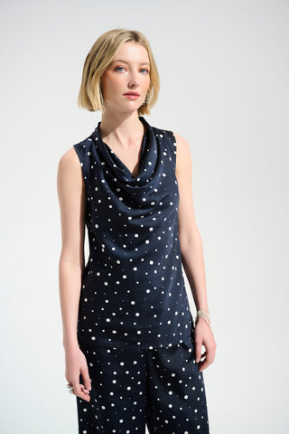 Signature | Recycled Satin Dot Print Sleeveless Cowl Neck Top