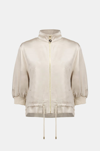 Satin Boxy Blouson Jacket With Drawstring Hem