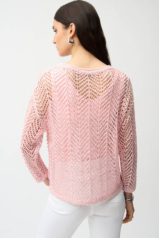 Sequins Yarn Chevron Print Long Sleeve Sweater 