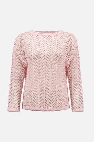 Sequins Yarn Chevron Print Long Sleeve Sweater 