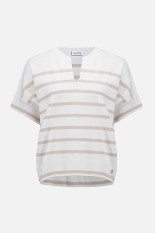 Viscose Blend Stripe Print Short Sleeve Sweater 