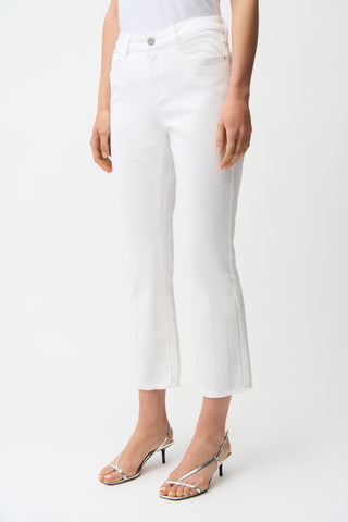 Straight Crop Jeans With Rhinestones