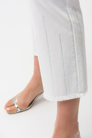Straight Crop Jeans With Rhinestones