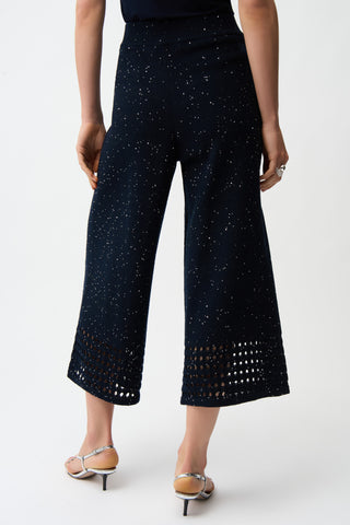 Sequins Yarn Culotte Pants With Open Stitch Border