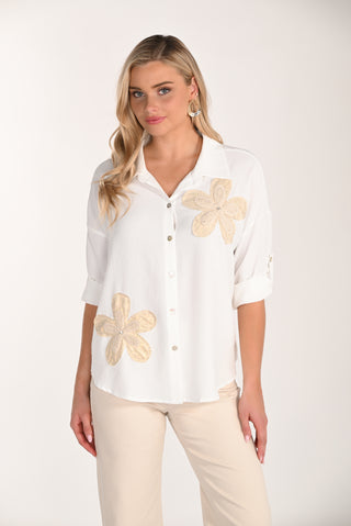 Floral Embroidered Casual Shirt