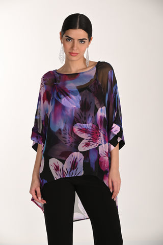 2-piece Floral Pullover With Kimono Sleeves